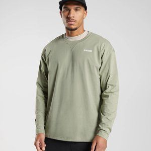 Gymshark Mens REST DAY SWEATS LONG SLEEVE T-SHIRT Sage Green XL